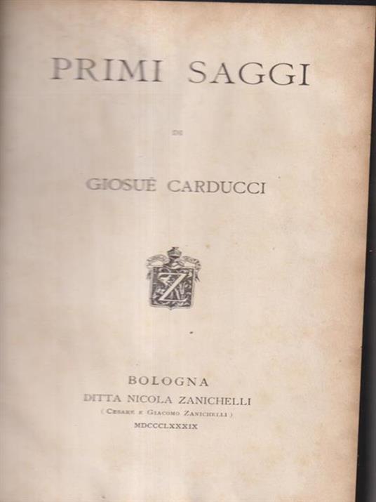 Primi saggi - Giosuè Carducci - copertina