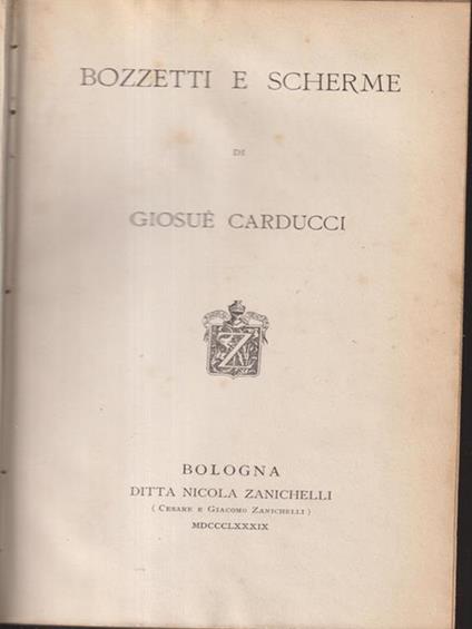   Bozzetti e scherme - Giosuè Carducci - copertina