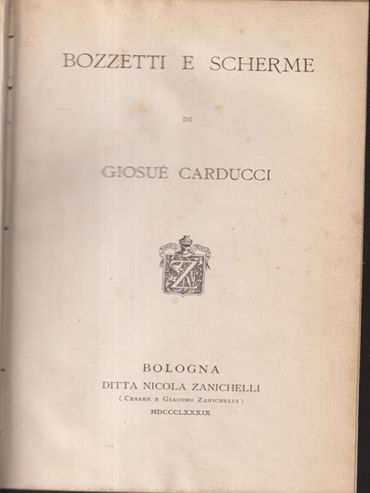   Bozzetti e scherme - Giosuè Carducci - copertina