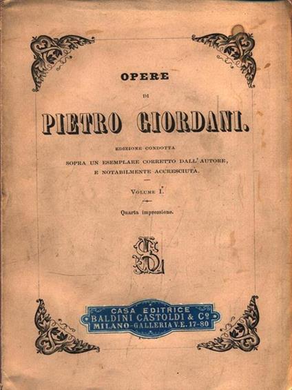   Opere. Volume I - Pietro Giordani - copertina