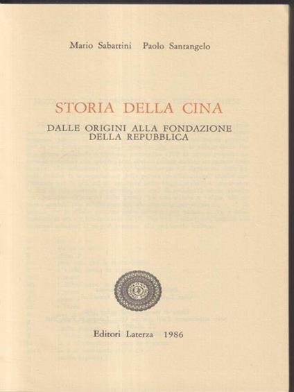 Storia della Cina - Sabatini - copertina