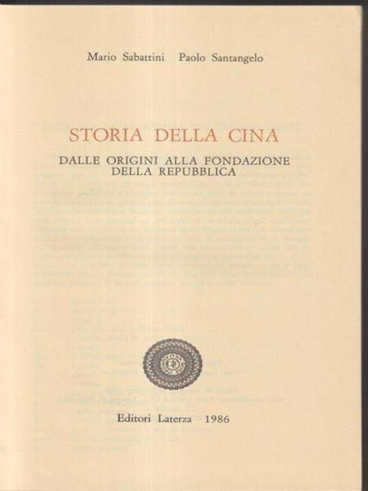 Storia della Cina - Sabatini - copertina