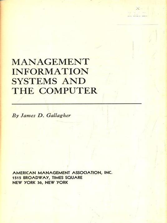   Management information systems and the computer - copertina