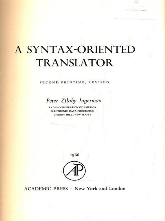 A syntax-oriented translator - copertina