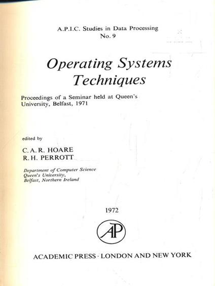 Operating Systems Techniques - C. A. R. Hoare - copertina