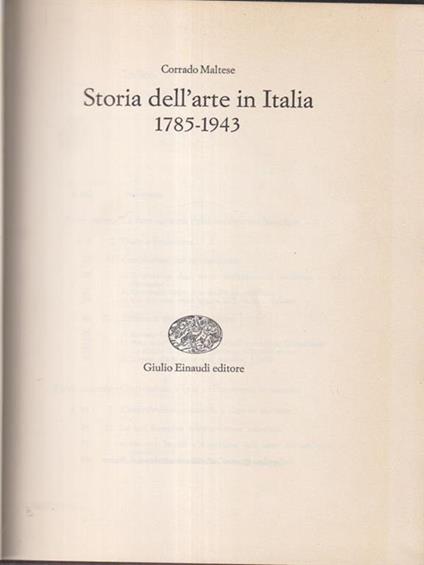 Storia dell'arte in italia 1785-1943 - Corrado Maltese - copertina
