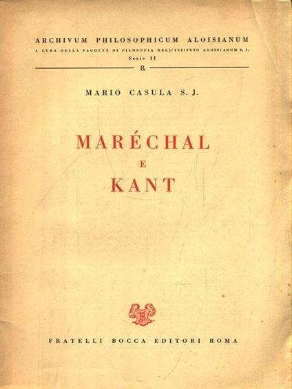 Maréchal e Kant - Mario Casula - copertina