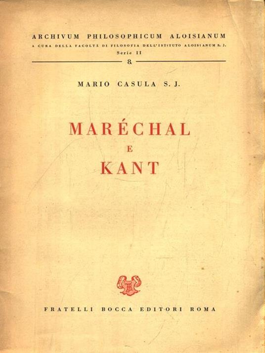 Maréchal e Kant - Mario Casula - copertina