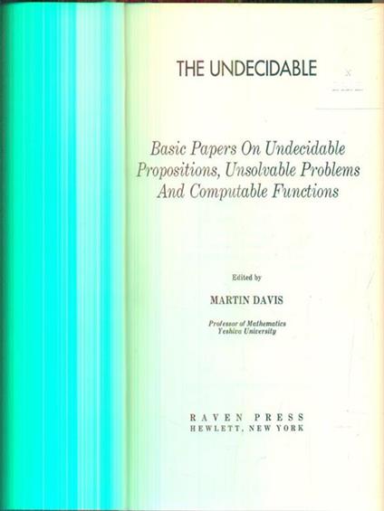 The undecidable - Martin Davis - copertina