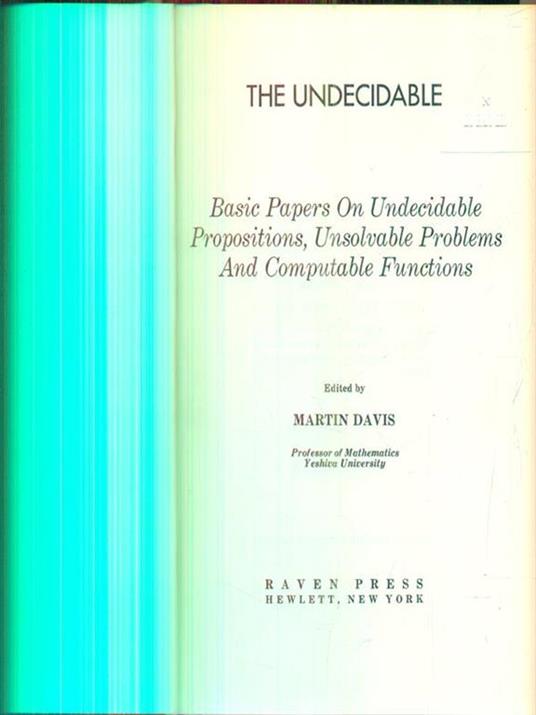 The undecidable - Martin Davis - copertina