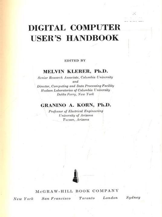   Digital computer user's handbook - copertina