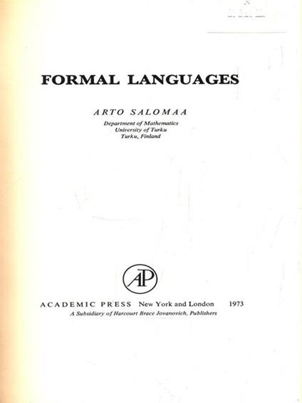   Formal Languages - copertina