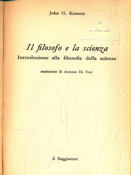 Il filosofo e la scienza - John G. Kemeny - copertina