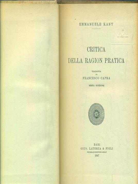   Critica della ragion pratica - Immanuel Kant - copertina