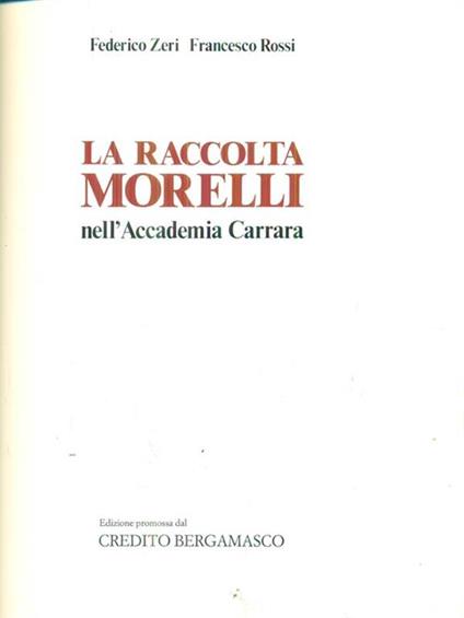 La raccolta Morelli - Federico Zeri - copertina