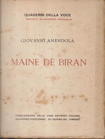   Maine de Biran - Giovanni Amendola - copertina
