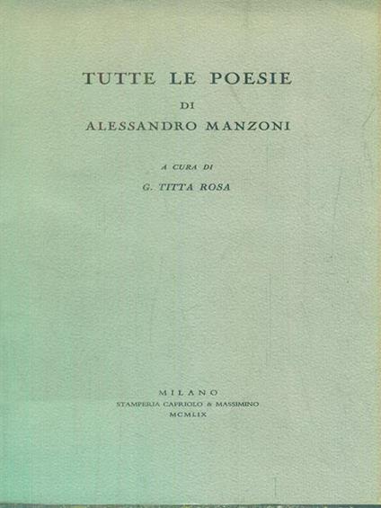 Tutte le poesie - Alessandro Manzoni - copertina