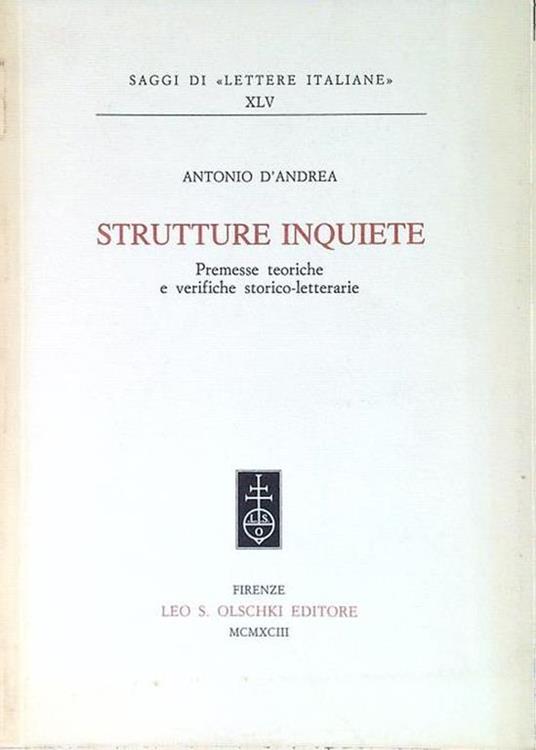Strutture inquiete - Antonio D'Andrea - copertina