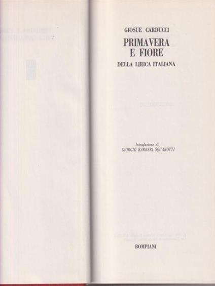 Primavera e fiore della lirica italiana - Giosuè Carducci - copertina