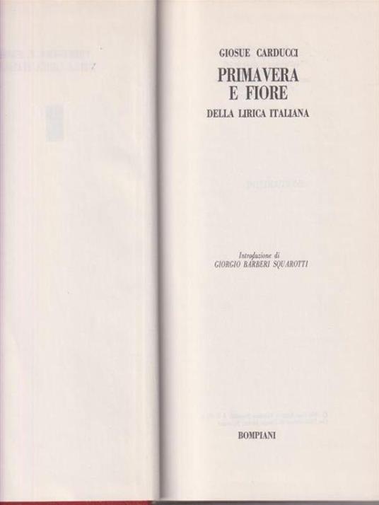 Primavera e fiore della lirica italiana - Giosuè Carducci - copertina