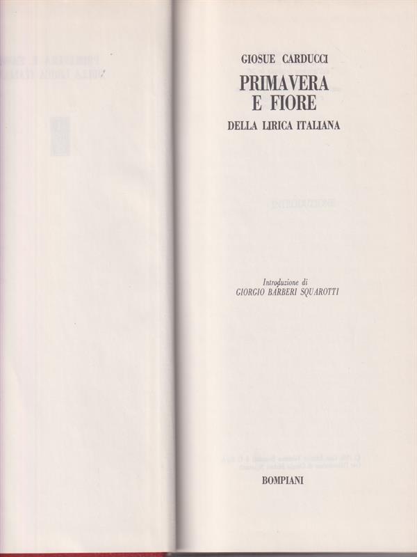 Primavera e fiore della lirica italiana