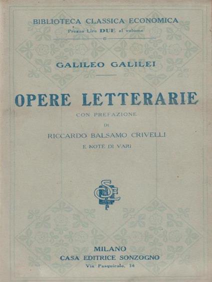 Opere letterarie - Galileo Galilei - copertina