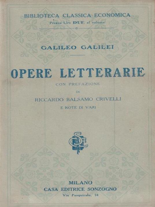 Opere letterarie - Galileo Galilei - copertina