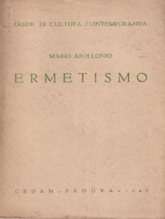 Ermetismo - Mario Apollonio - copertina