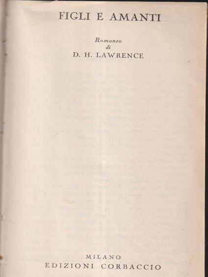 Figli e amanti - David Herbert Lawrence - copertina