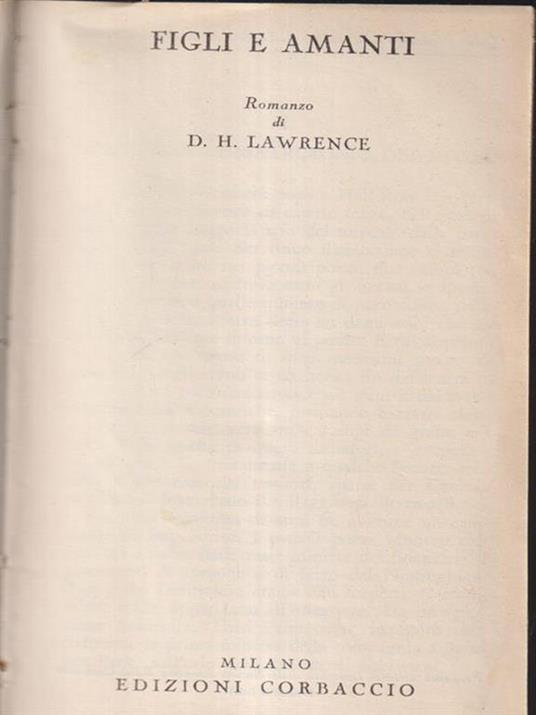 Figli e amanti - David Herbert Lawrence - copertina