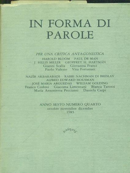   In forma di parole numero quarto/1985 -   - copertina