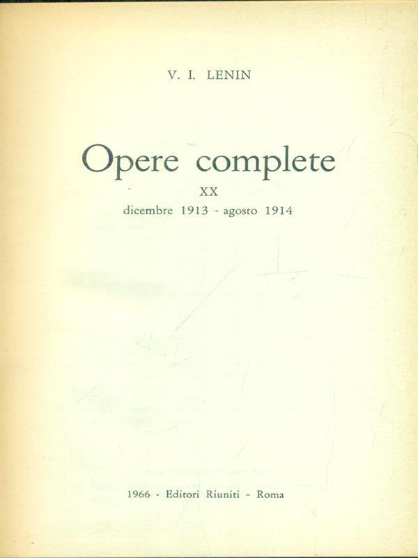 Opere complete vol. 20