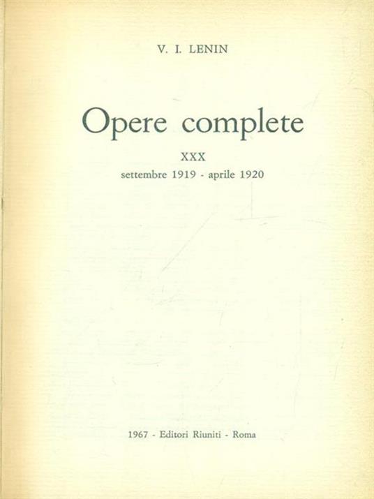 Opere complete vol. 30 - Lenin - copertina