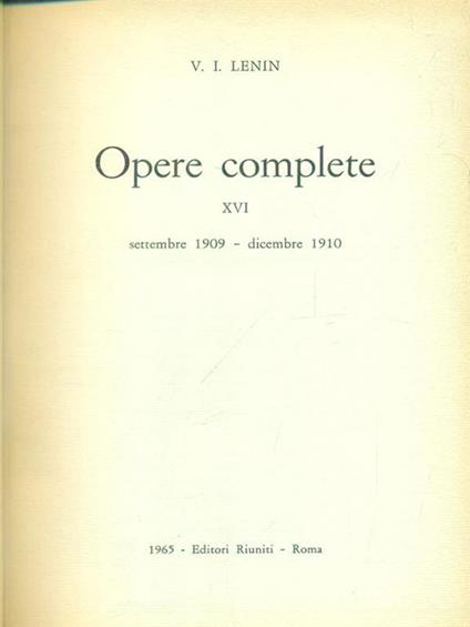 Opere complete vol. 16 - Lenin - copertina