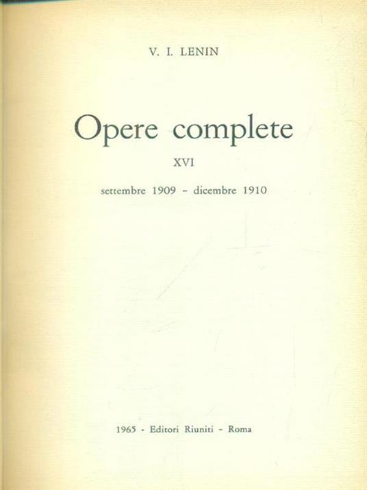 Opere complete vol. 16 - Lenin - copertina