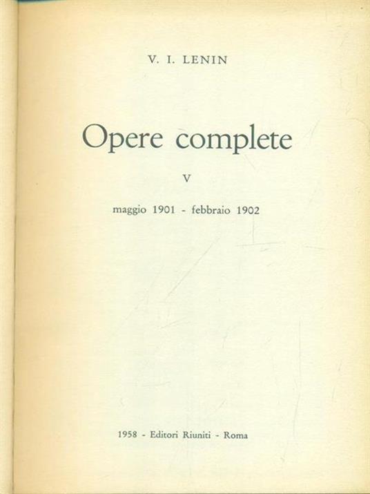 Opere complete vol. 5 - Lenin - copertina