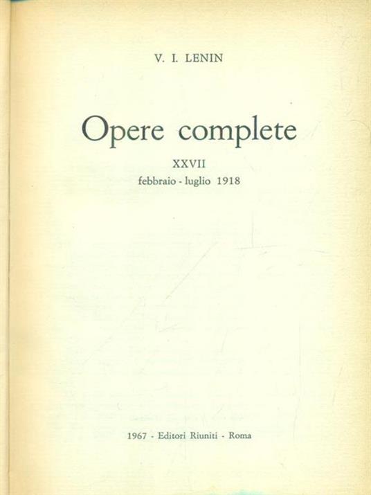Opere complete vol. 27 - Lenin - copertina
