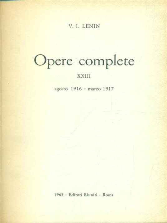 Opere complete vol. 23 - Lenin - copertina