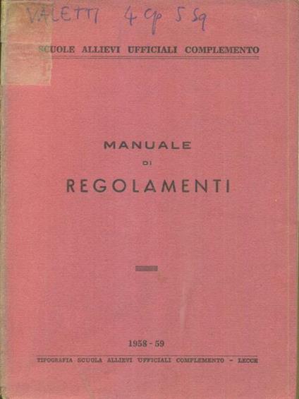 Manuale di regolamenti - copertina