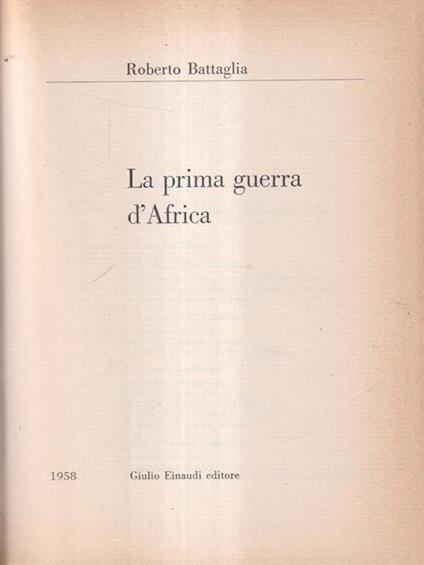 La prima guerra d'Africa - Roberto Battaglia - copertina