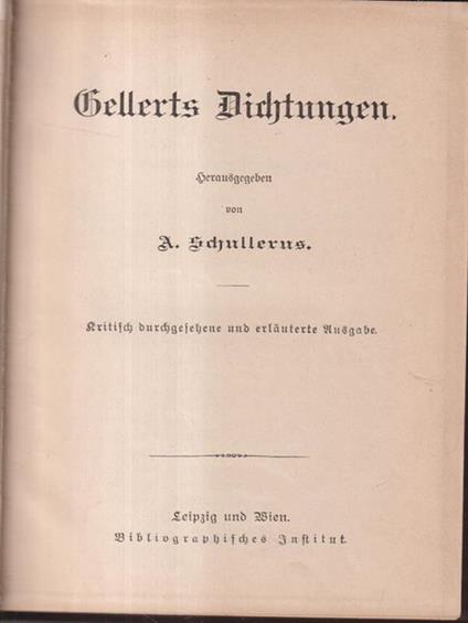 Gellerts Dichtungen - A. Schullerus - copertina