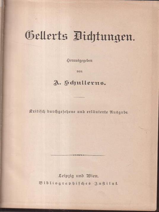 Gellerts Dichtungen - A. Schullerus - copertina
