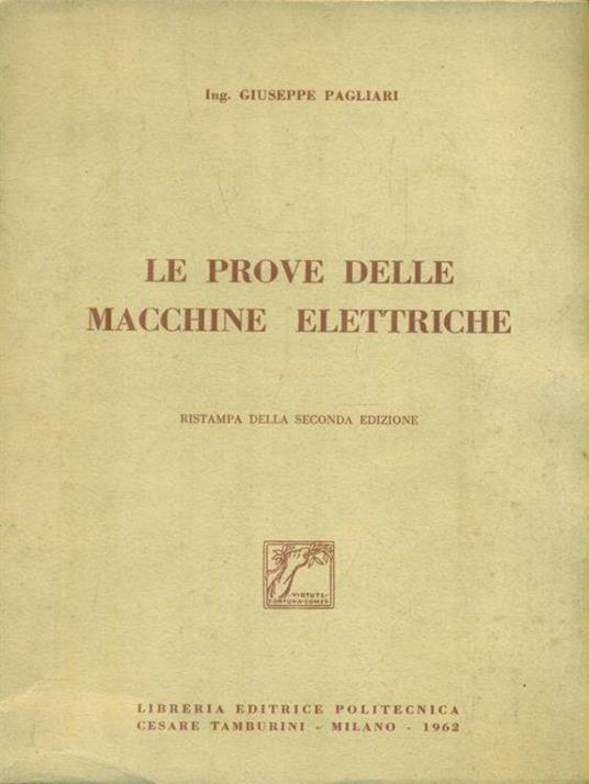 Le prove delle macchine elettriche - Giuseppe Pagliara - copertina