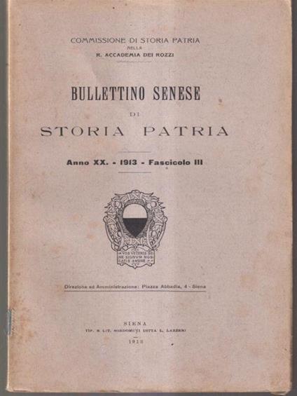 Bullettino senese di storia patria anno XX 1913 fasc. III - copertina
