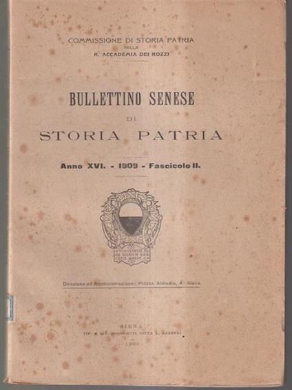 Bullettino senese di storia patria anno XVI 1909 fasc. II - copertina