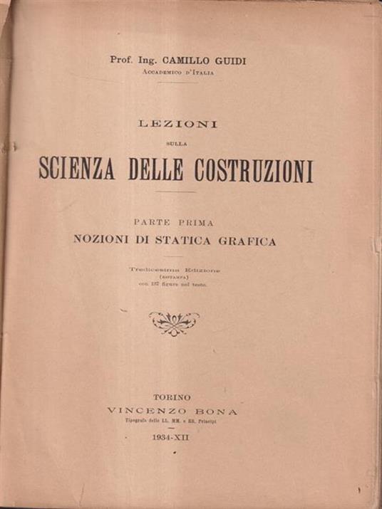 Lezioni sulla scienza delle costruzioni 3 vv - Teoria ed esercizi - Camillo Guidi - copertina
