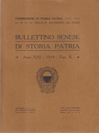 Bullettino senese di storia patria anno XXI 1914 fasc. II -   - copertina