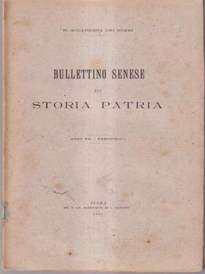 Bullettino senese di storia patria anno VIII 1901 fasc I - copertina
