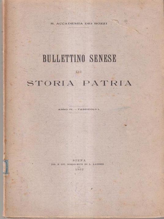 Bullettino senese di storia patria anno IX 1902 fasc I - copertina