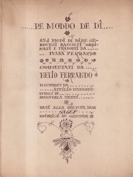 Pe moddo de di' 854 modi di dire genovesi - Ivana Ferrando - copertina